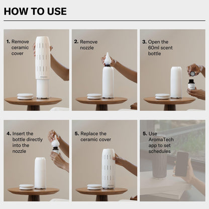 AromaTech Ambience Scent Diffuser White Stone – Waterless Nebulizing Diffuser with Bluetooth for Home, Spa & Hotels