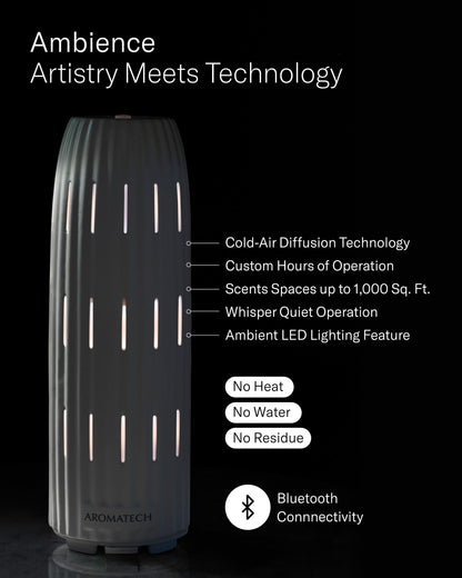 AromaTech Ambience Scent Diffuser White Stone – Waterless Nebulizing Diffuser with Bluetooth for Home, Spa & Hotels