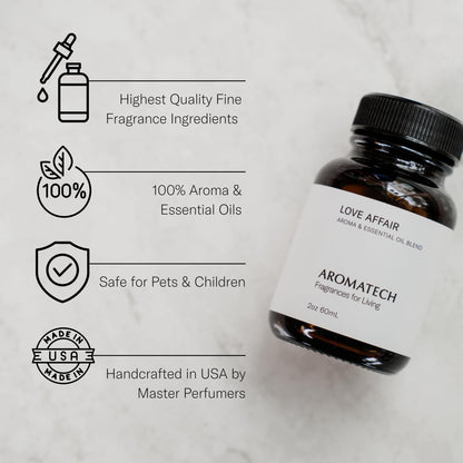 AromaTech Love Affair Essential Oil Blend – Jasmine, Saffron, Cedar & Amber (2 oz / 60 mL)