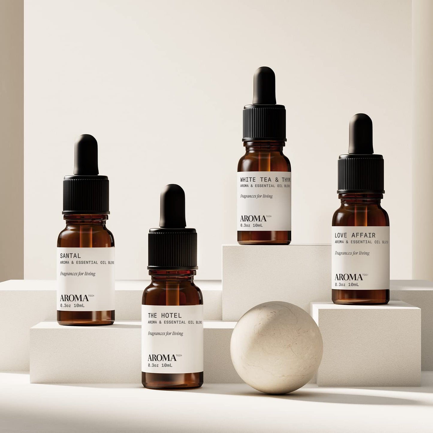 AromaTech The Bestsellers Set | Gift Set of Aroma Diffuser Essential Oils Blend of Santal, The Hotel, White Tea & Thyme, and Love Affair - 10 mL (4 Pack)