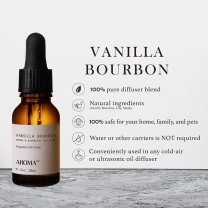 AromaTech Vanilla Bourbon Essential Oil Blend – Hotel-Inspired Vanilla, Bourbon & Oak (0.3 fl oz / 10 mL)