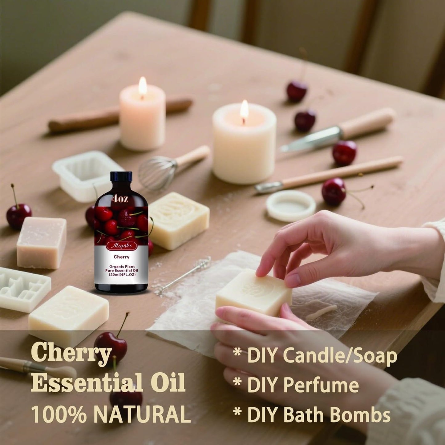 Cherry Essential Oil - 4.33oz / 130ml | Pure Cherry Fragrance for Diffusers, Candles, Soap & Aromatherapy