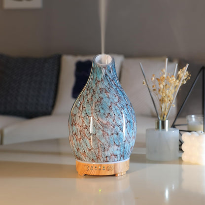 Aromatherapy Diffuser – 160ml Art Glass Ultrasonic, Quiet, 7-Color LED