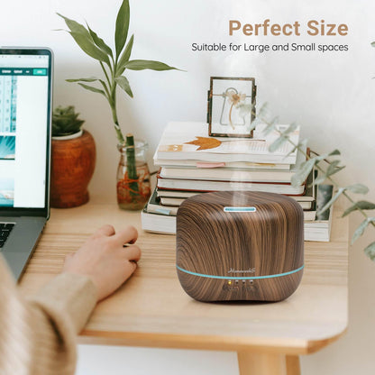 Aromatherapy Essential Oil Diffuser 300ml – Quiet Ultrasonic Humidifier, Auto-Off & Colorful Lights