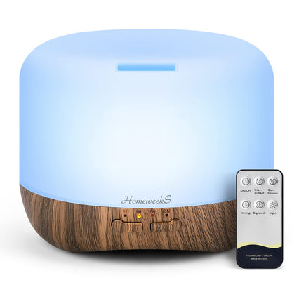 Aromatherapy Diffuser 500ml Brown – Ultrasonic Humidifier with Auto-Off
