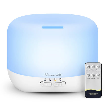 Aromatherapy Diffuser 500ml White – Adjustable Cool Mist & Auto-Off Humidifier for Large Rooms