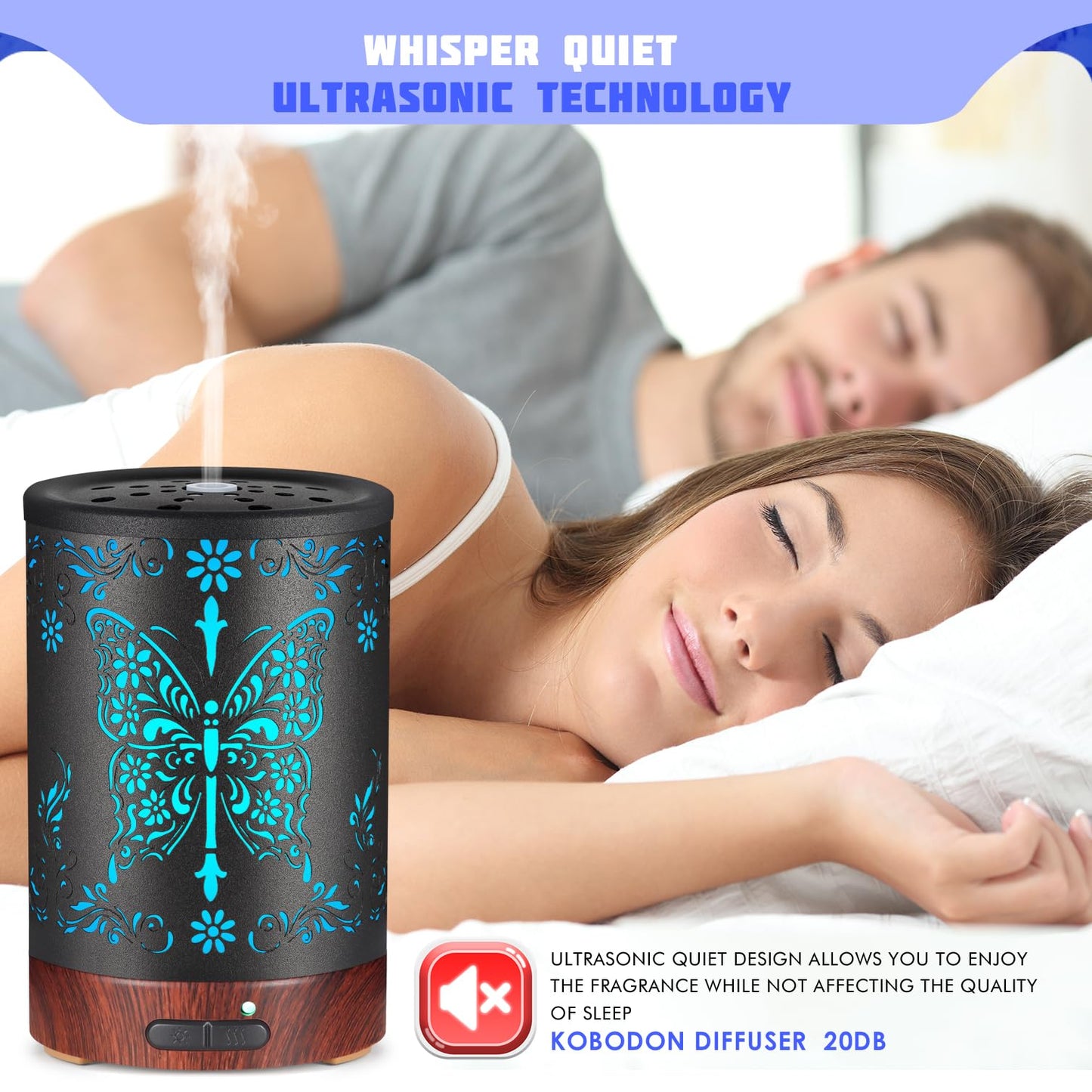 Metal Essential Oils Diffuser 150ML for Women Mom Grandma Wife – Ultrasonic with 7 Color Lights & Auto Off