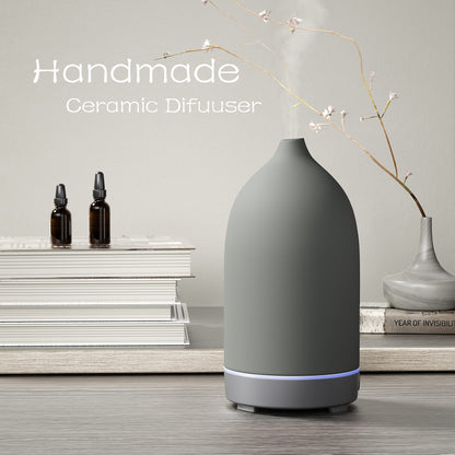 Aromatherapy Essential Oil Diffuser - 9 Color Mood Light, 4H Timer, Grey