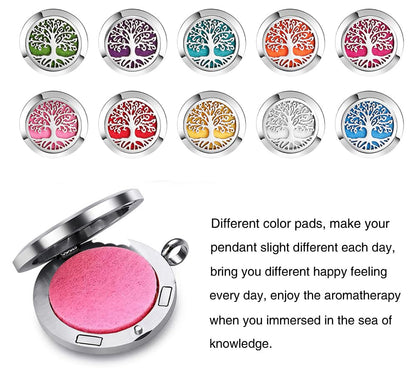 Aromatherapy Essential Oil Diffuser Necklace – Tree of Life Stainless Steel Locket Pendant