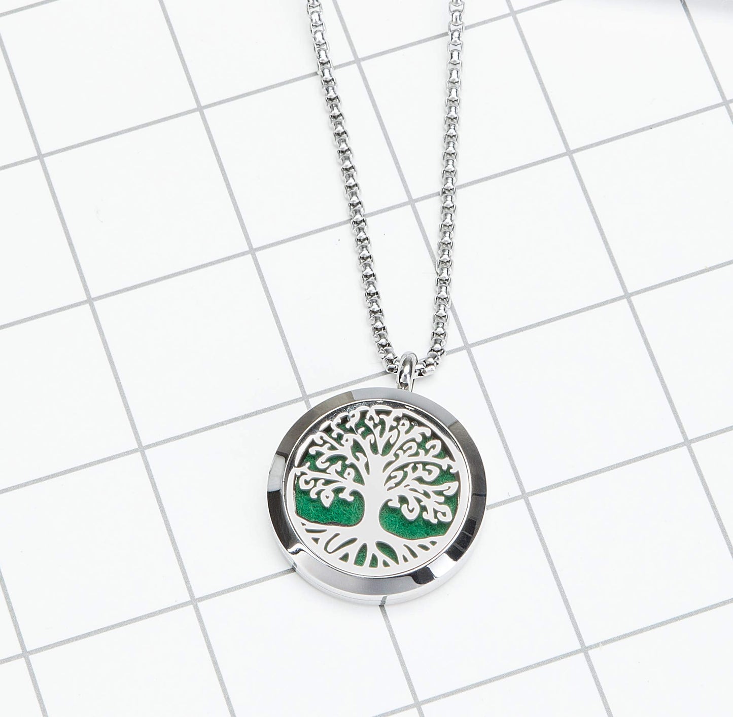 Aromatherapy Essential Oil Diffuser Necklace – Tree of Life Stainless Steel Locket Pendant