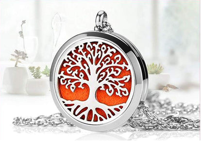 Aromatherapy Essential Oil Diffuser Necklace – Tree of Life Stainless Steel Locket Pendant