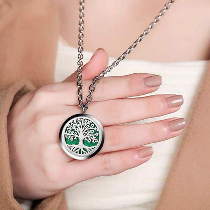 Aromatherapy Essential Oil Diffuser Necklace – Tree of Life Stainless Steel Locket Pendant