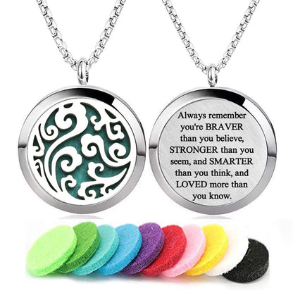 Aromatherapy Diffuser Necklace - Cloud Pattern Stainless Steel Locket Pendant