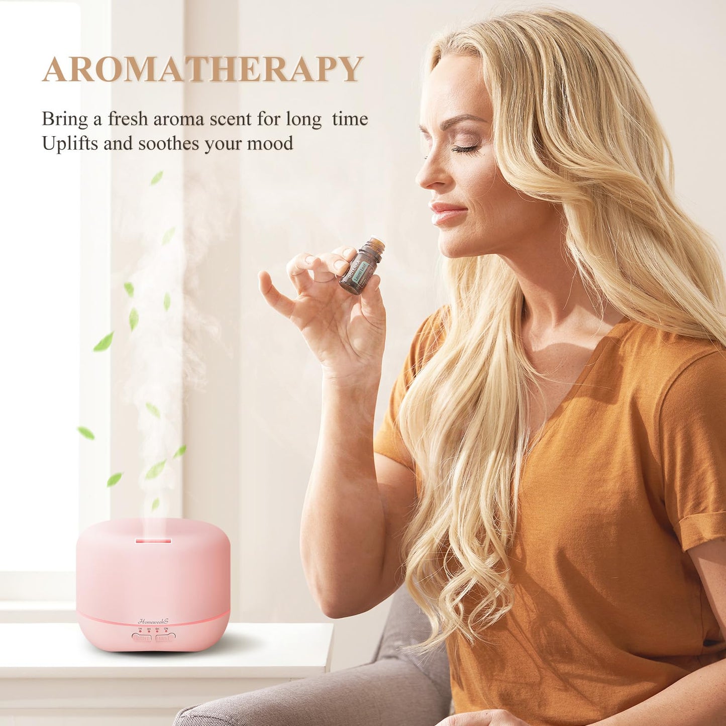 Aromatherapy Diffuser 500ml Pink – Ultrasonic Cool Mist for Large Rooms