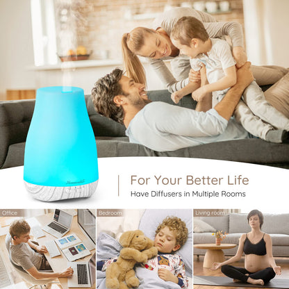 Aromatherapy Essential Oil Diffuser for Room | Ultrasonic Humidifier with Auto-Off & 7-Color LED Lights