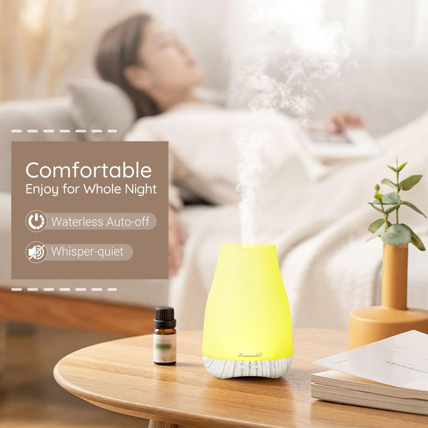 Aromatherapy Essential Oil Diffuser for Room | Ultrasonic Humidifier with Auto-Off & 7-Color LED Lights