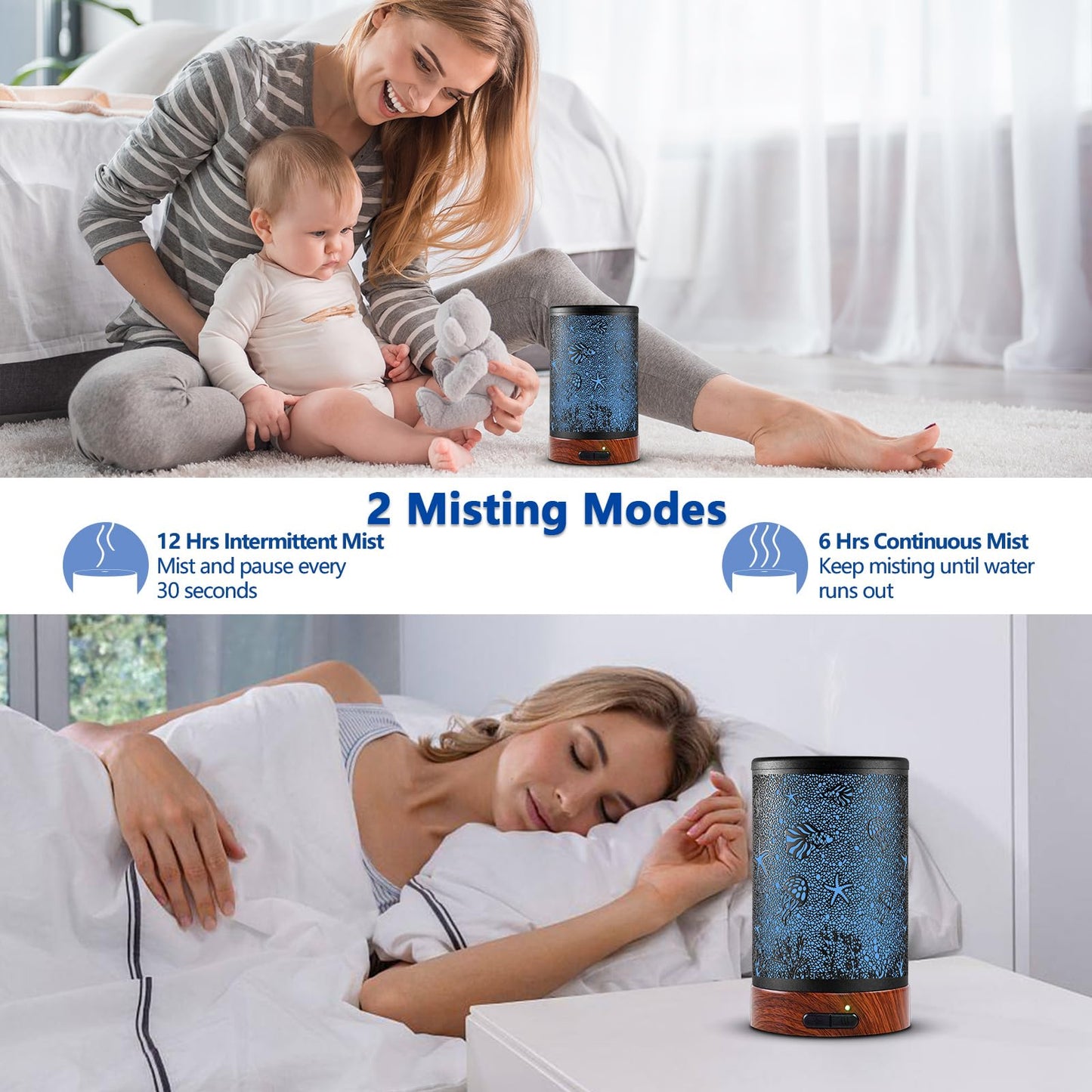 Essential Oil Diffuser 150ml | Cool Mist, Auto Shut-Off, 7-Color LED Sea Design