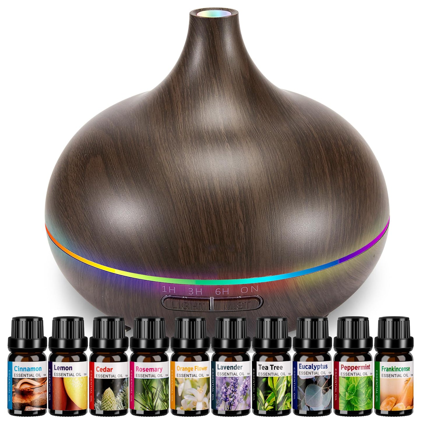 Aromatherapy Essential Oil Diffuser Set | 550ml Ultrasonic Humidifier for Large Rooms