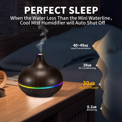 Aromatherapy Essential Oil Diffuser Set | 550ml Ultrasonic Humidifier for Large Rooms
