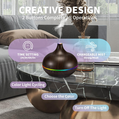 Aromatherapy Essential Oil Diffuser Set | 550ml Ultrasonic Humidifier for Large Rooms