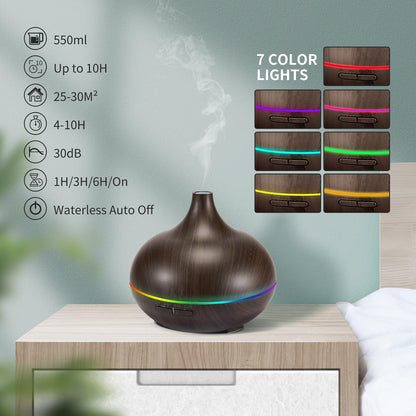 Aromatherapy Essential Oil Diffuser Set | 550ml Ultrasonic Humidifier for Large Rooms