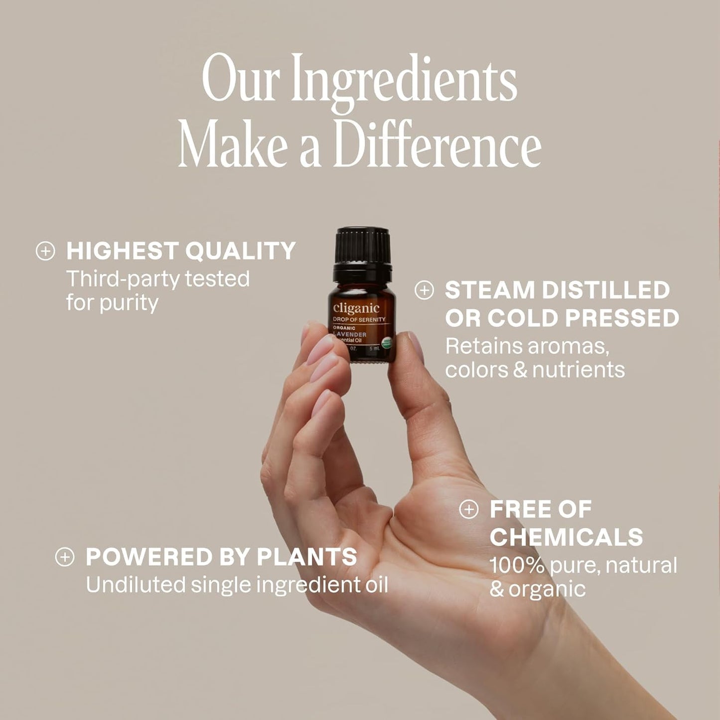 Cliganic Organic Lavender Essential Oil 0.5oz – 100% Pure, Non-GMO Verified