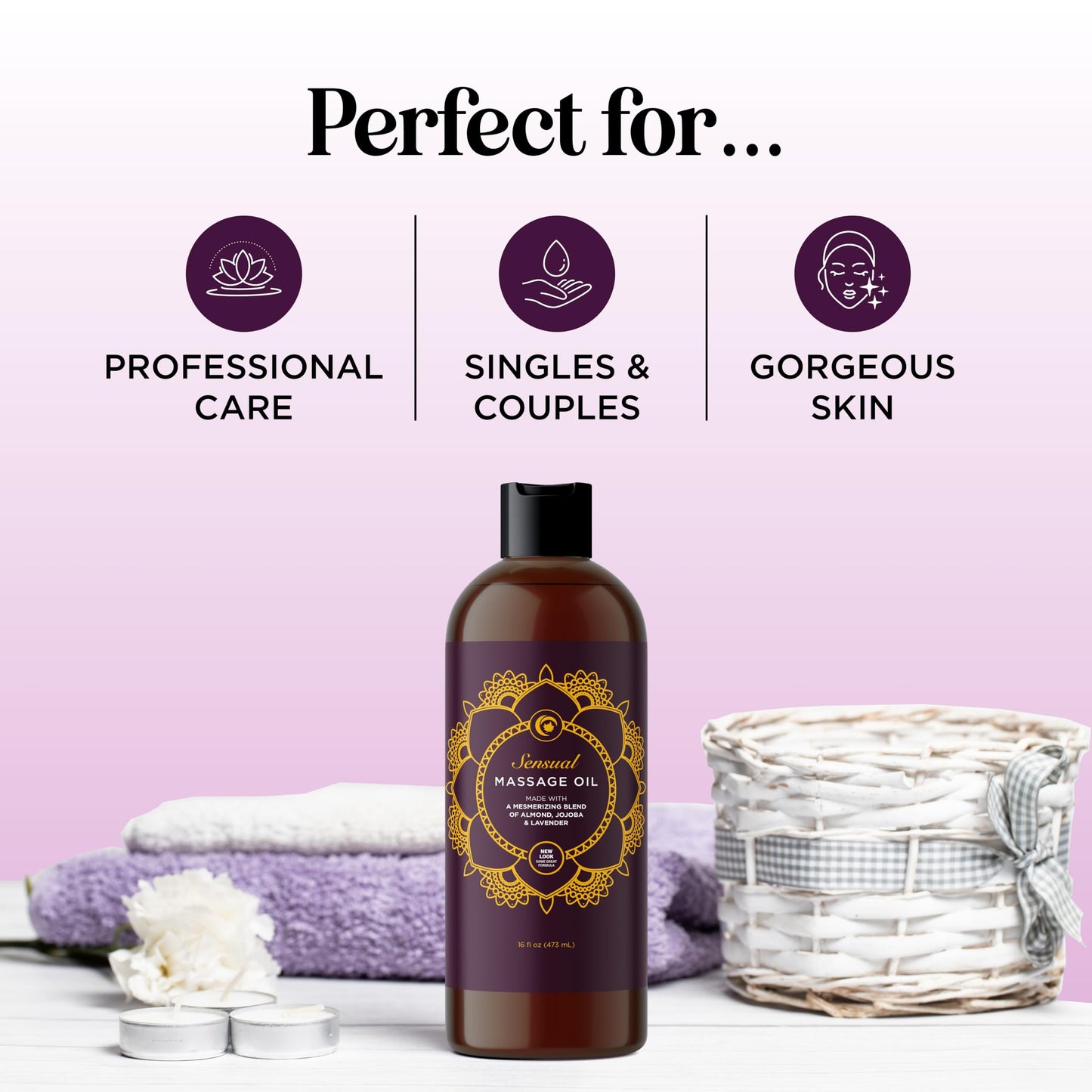Aromatherapy Massage Oil for Couples - Lavender & Vitamin E | 16 oz