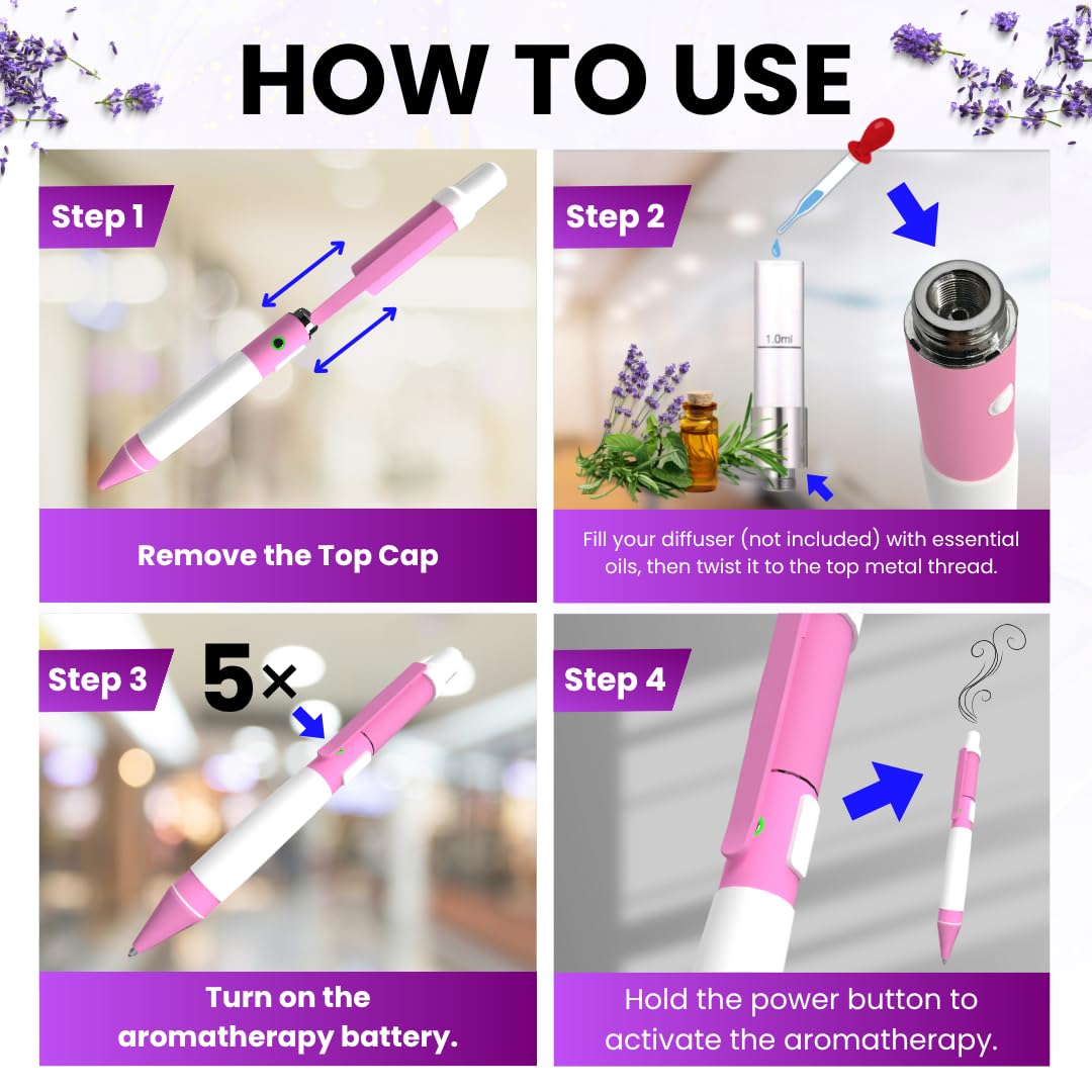 Aromatherapy Diffuser Pen with Hidden Port – Rechargeable Pink Ballpoint