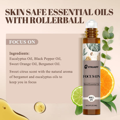 Essential Oil Roll-On Blend – Focus, Mood, Sleep | Gifts for Women & Men