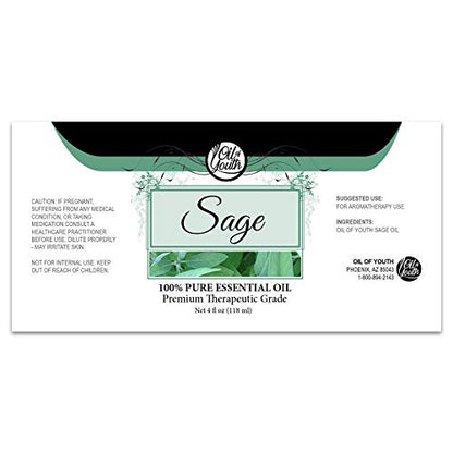 Oil of Youth Sage Essential Oil 4oz – Premium Aromatherapy for Diffusers