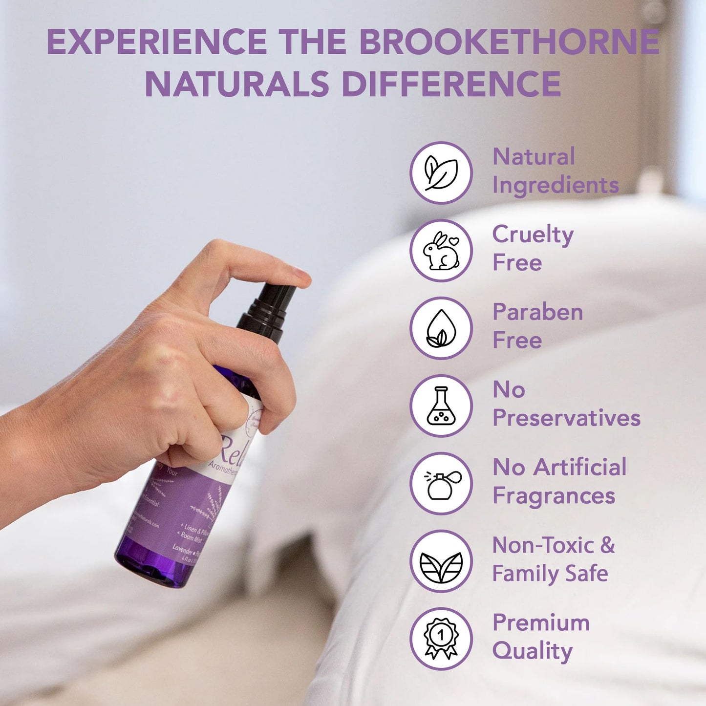 Relax Lavender Sleep Spray – Linen & Pillow Mist, 4oz | Brookethorne Naturals