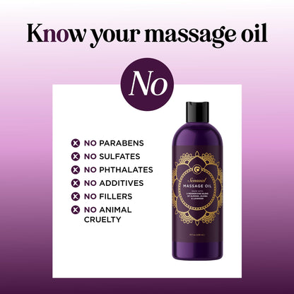 Aromatherapy Sensual Massage Oil for Couples – Vegan Lavender & Sweet Almond Oil, 8 oz