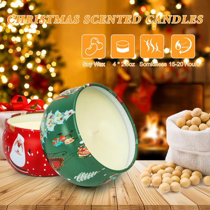 Christmas Candles Gift Set for Women - 2 Pack Aromatherapy Soy Candles