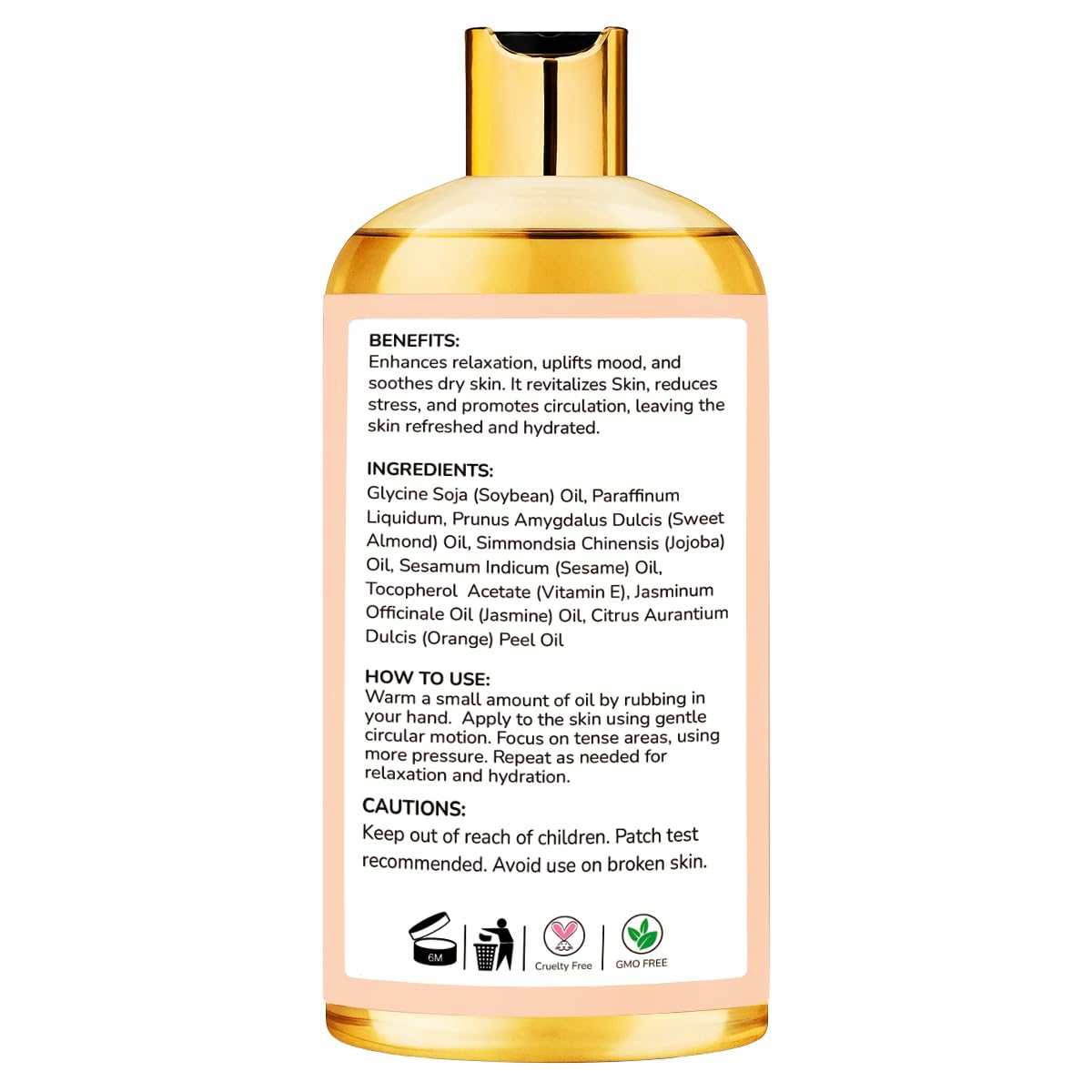AROMATICO Massage Oil with Jasmine & Orange Essential Oils – Infused with Sesame, Almond & Jojoba Oils – Full Body Massage Oil for Relaxation – for Men & Women – 10 Fl Oz