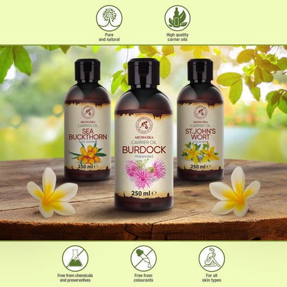 AROMATIKA Burdock Oil 8.45 Fl Oz (250 ml) – 100% Pure & Natural for Hair & Skin Care