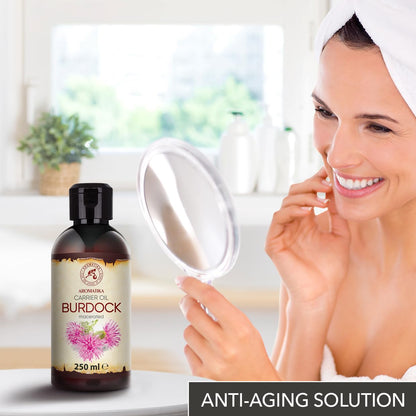 AROMATIKA Burdock Oil 8.45 Fl Oz (250 ml) – 100% Pure & Natural for Hair & Skin Care