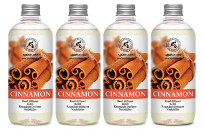 AROMATIKA Cinnamon Reed Diffuser Refill – 4x17oz | Fresh, Long-Lasting Cinnamon Fragrance