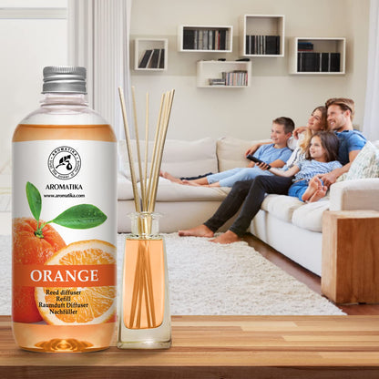 AROMATIKA Orange Room Diffuser Refill Set — 2 x 17 fl oz Orange Essential Oil for Aromatherapy & Home Fragrance