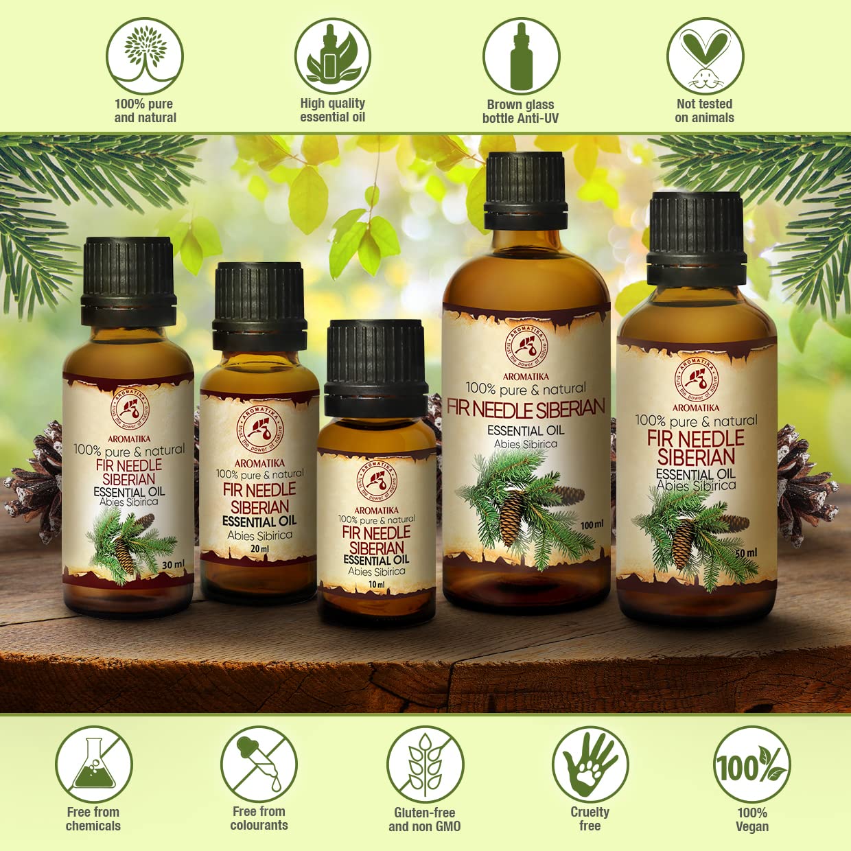 AROMATIKA Fir Needle Essential Oil – 3.4 Fl Oz (100ml) – 100% Pure & Natural