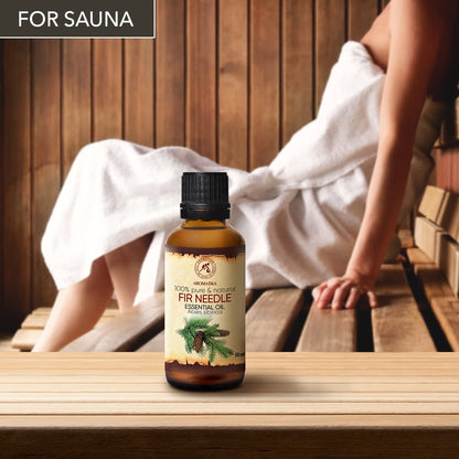 AROMATIKA Fir Needle Essential Oil 1.7 Fl Oz - Pure & Natural, Calming for Sauna Diffuser & Massage