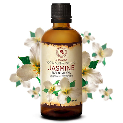 Jasmine Essential Oil 3.4 fl oz | Jasminum Officinale | Aromatherapy & Skincare | AROMATIKA