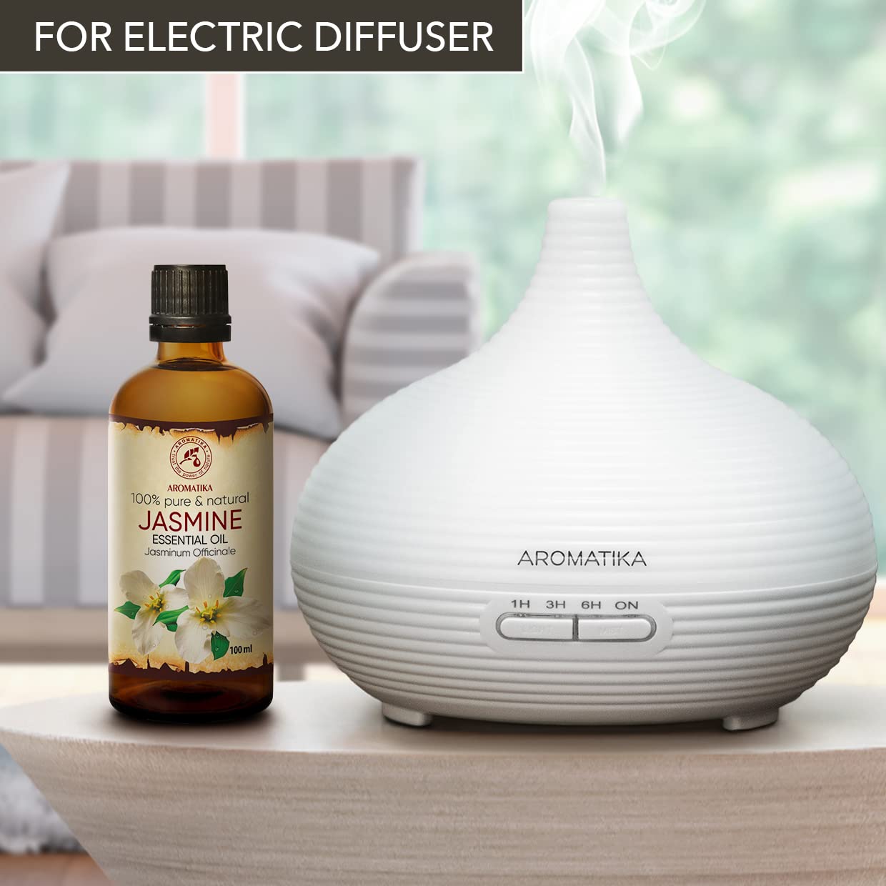 Jasmine Essential Oil 3.4 fl oz | Jasminum Officinale | Aromatherapy & Skincare | AROMATIKA