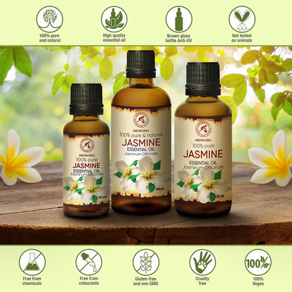 Jasmine Essential Oil 3.4 fl oz | Jasminum Officinale | Aromatherapy & Skincare | AROMATIKA
