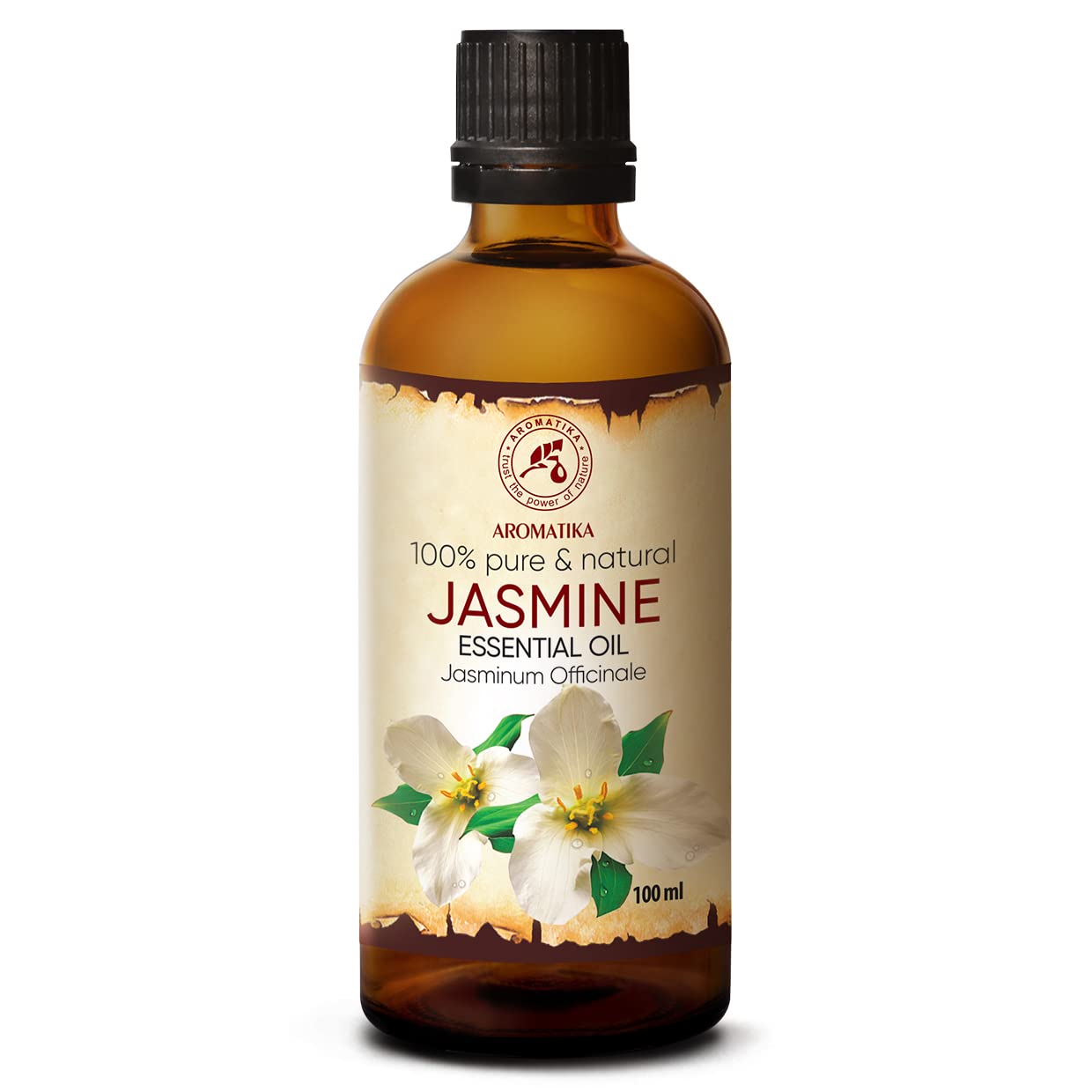 Jasmine Essential Oil 3.4 fl oz | Jasminum Officinale | Aromatherapy & Skincare | AROMATIKA