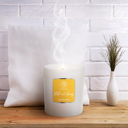 Milk & Honey Scented Candle by Aromatika – 200g Soy Wax, 45h Burn