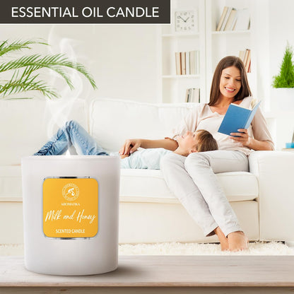 Milk & Honey Scented Candle by Aromatika – 200g Soy Wax, 45h Burn