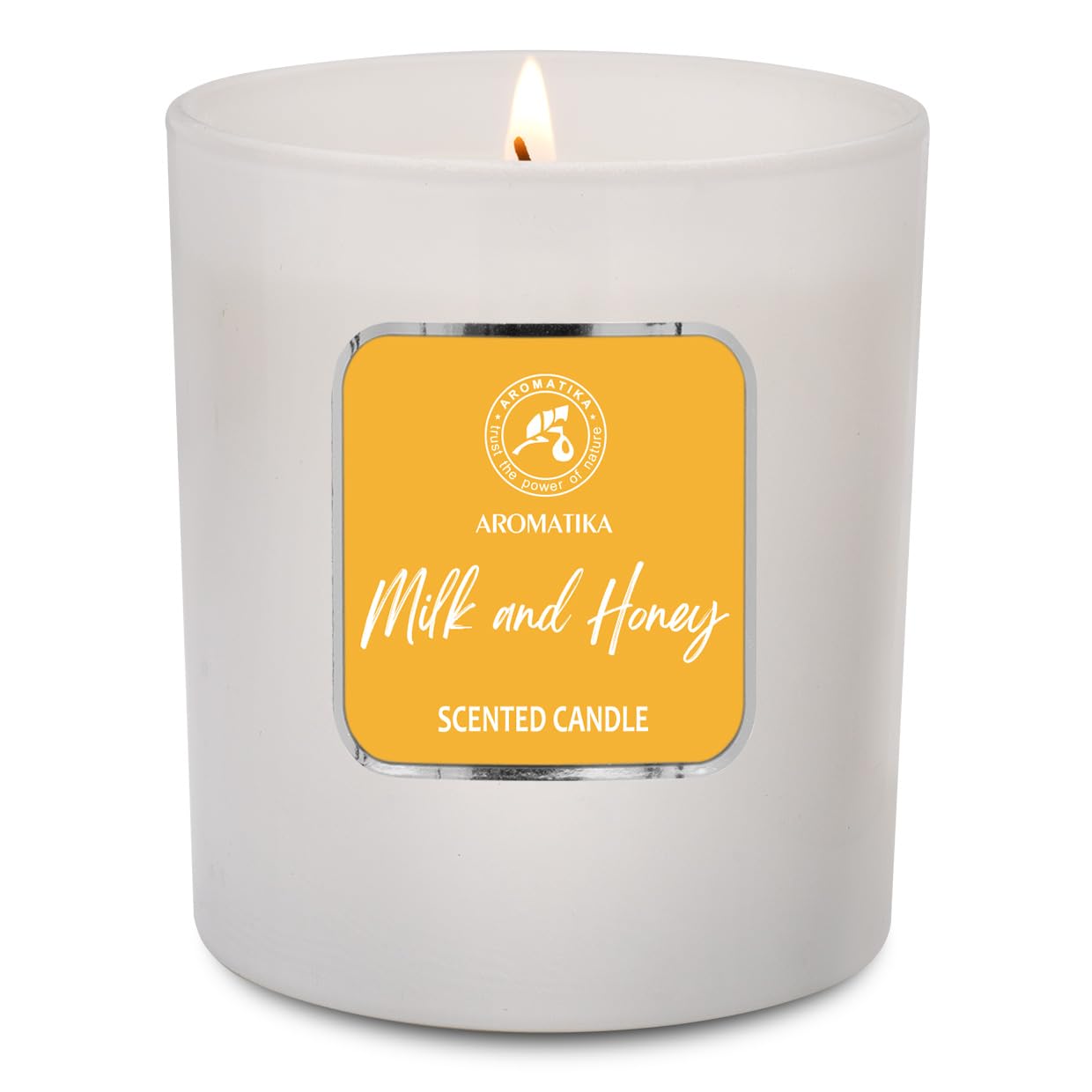 Milk & Honey Scented Candle by Aromatika – 200g Soy Wax, 45h Burn