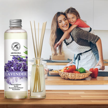 AROMATIKA Lavender & Vanille Reed Diffuser Refills – 2 x 6.8 fl oz | Fresh, Long-Lasting Home & Office Fragrance