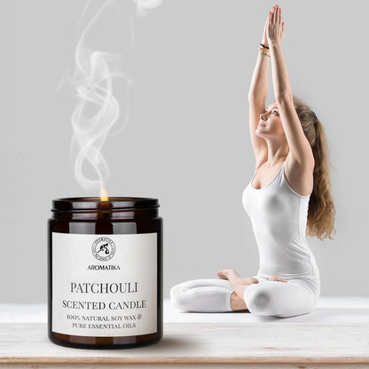 AROMATIKA Patchouli Soy Wax Candle – 150g, 45 Hours Burn Time | Home Scent Gift