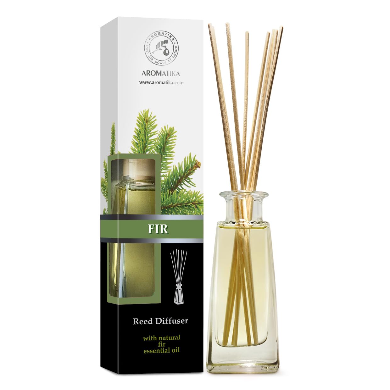 AROMATIKA Pine Reed Diffuser 3.4 fl oz – Fresh Coniferous Pine Scent for Home